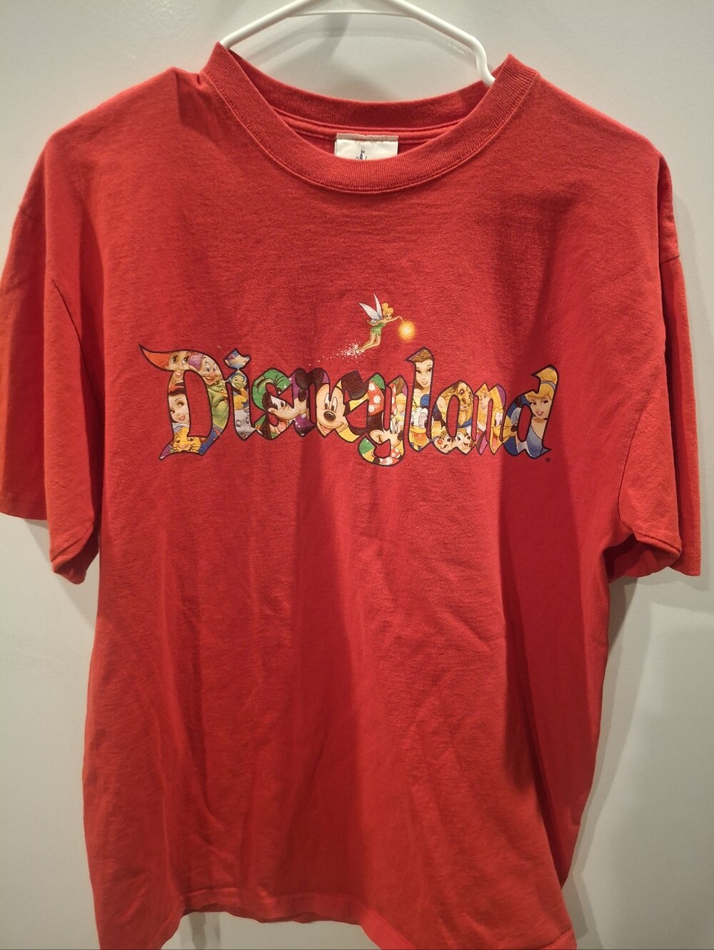 Disney Red T-Shirt with Disneyland Character Logo and Tinker Bell